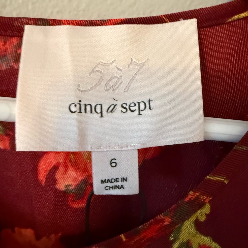 Cinq A Sept Floral Long Sleeve Satin Dress - Picture 3 of 4
